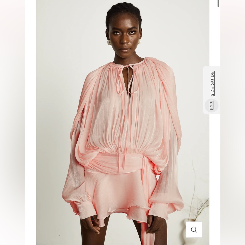 Eugenie Pink Mini Dress Pleated Ruffled